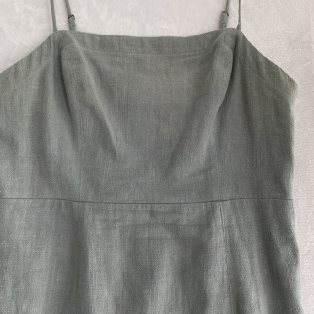 ASTR The Label Mini Dress Women Sz M Sage Green 90% Linen 10% Cotton - Picture 4 of 9